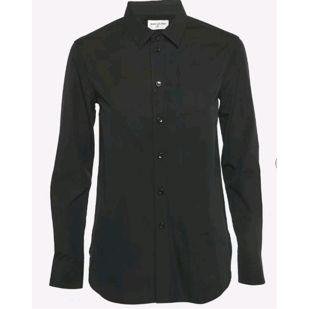 Saint Laurent Paris Uniform Black Button Down Shirt Long Sleeve Measure XS Women